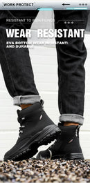 Botas de segurança impermeáveis para homens, Botas de trabalho em aço indestrutível, Anti-Smash, Resistente a facadas, Sapatos de motociclista