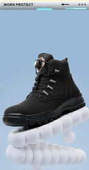 Botas de segurança impermeáveis para homens, Botas de trabalho em aço indestrutível, Anti-Smash, Resistente a facadas, Sapatos de motociclista