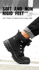 Botas de segurança impermeáveis para homens, Botas de trabalho em aço indestrutível, Anti-Smash, Resistente a facadas, Sapatos de motociclista